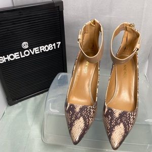 Nine West Faux Snakeskin Ankle Strap Pump